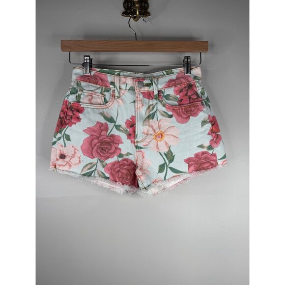 NEW Driftwood Goldie Floral Print Mid Rise Fray Hem Shorts Size 24 - Picture 5 of 7